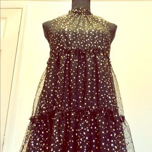 Women's POPSUGAR Metallic Star Tiered Party Dress